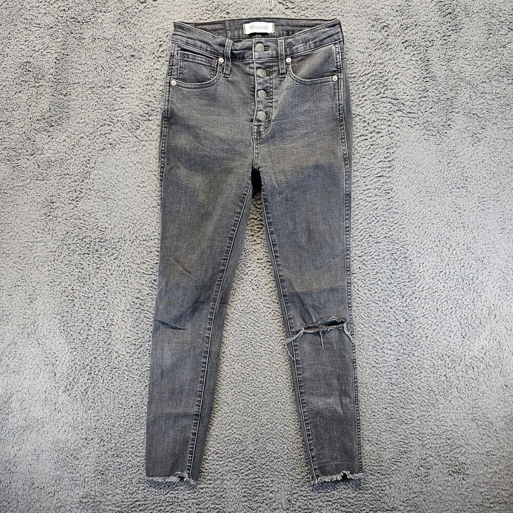 Madewell Jeans Women Size 25 Black Denim 10" High-Rise‎ Skinny Button Fly